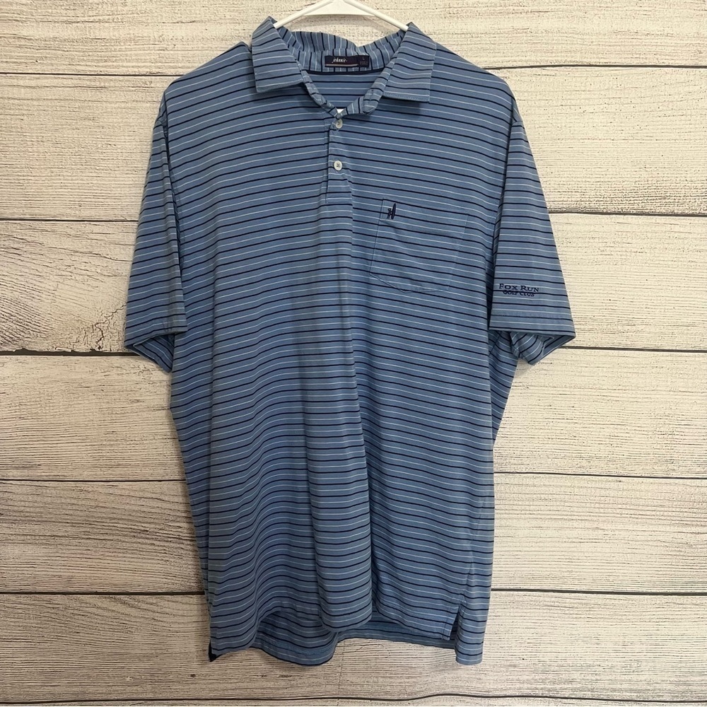 Johnnie -O Mens Stripped Short Sleeve Shirt Size Large - Blue